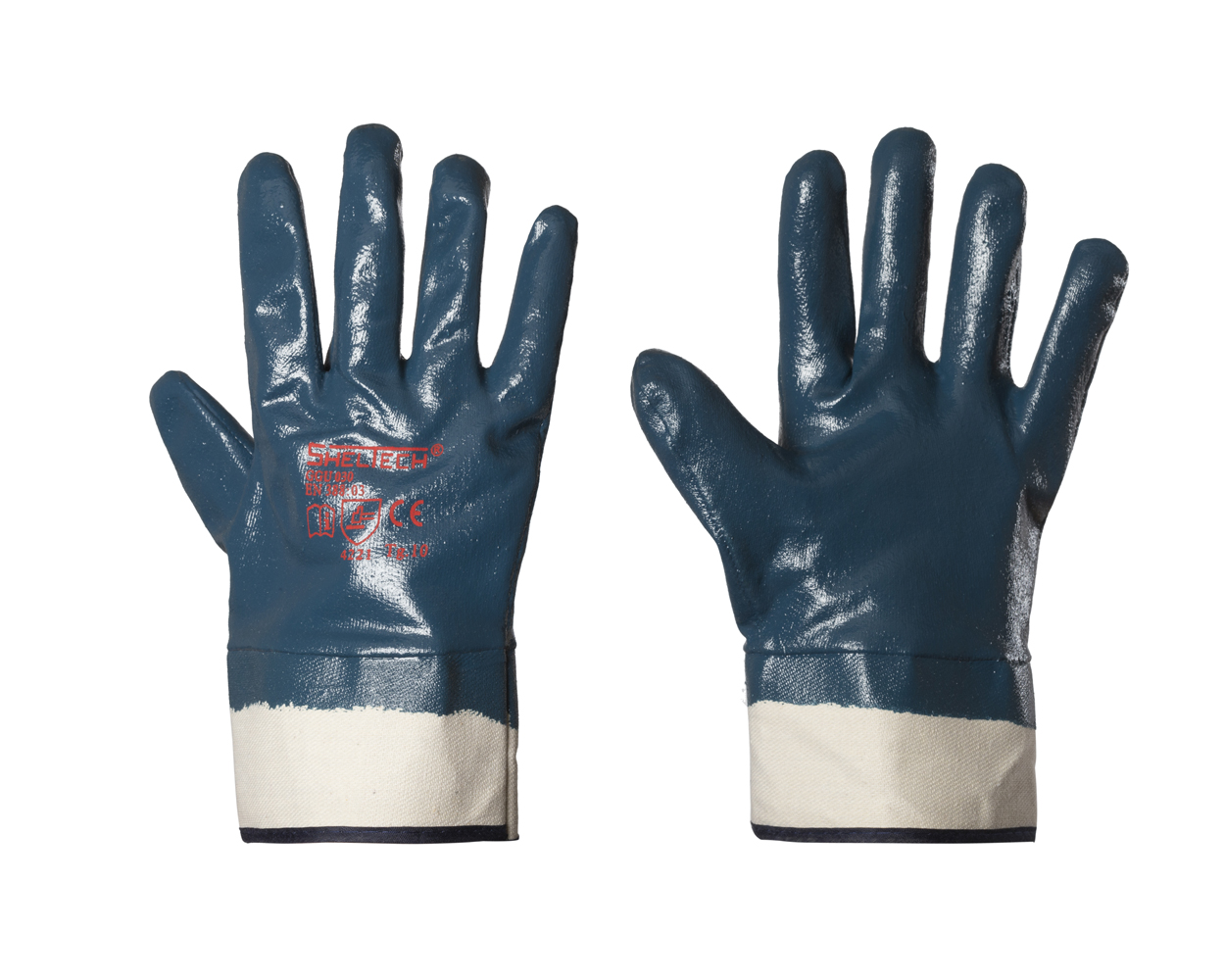 Guanto NBR ricoperto con manichetta in tela 